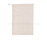 Rectangle Cotton Storage Pouches, Drawstring Bags with Plastic Cord Ends, Antique White, 33x27cm(HOUS-PW0002-01J)
