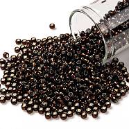 TOHO Round Seed Beads, Japanese Seed Beads, (2205) Silver Lined Root Beer, 8/0, 3mm, Hole: 1mm, about 222pcs/bottle, 10g/bottle(SEED-JPTR08-2205)