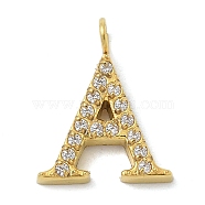 Ion Plating(IP) 304 Stainless Steel Micro Pave Cubic Zirconia Pendants, Golden, Letter A~Z Charms, Letter A, 13x10.5x2mm, Hole: 2mm(STAS-Z107-03G-01)