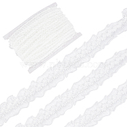 40M Elastic Lace Trim, Wavy Edged Lace Ribbons For Sewing Decoration, White, 3/4 inch(20mm), about 43.74 Yards(40m)/Card(OCOR-WH0003-005A)
