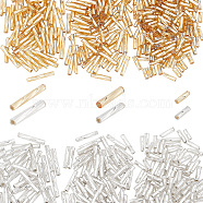 6 Style Glass Twisted Bugle Beads, Metallic Colours, Mixed Color, 6~12x2mm, Hole: 0.5mm, about 480pcs/set(SEED-HY0001-01)