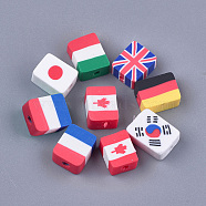 Handmade Polymer Clay Beads, National Flag, Mixed, 7~9x9.5~12x4~5.5mm, Hole: 1.2~1.5mm(X-CLAY-S091-79)