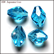 Imitation Austrian Crystal Beads, Grade AAA, K9 Glass, Faceted, Bicone, Deep Sky Blue, 6x9.5mm, Hole: 0.7~0.9mm(SWAR-F054-9x6mm-10)