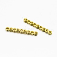 9-Hole Rectangle Zinc Alloy Spacer Bars, Golden, 30x4x1.5mm, Hole: 1.5mm(PALLOY-E377-05G)