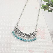 Yunnan Ethnic Style Miao Silver Pave Turquoise Pendant Necklaces Tibetan Nepalese Jewelry, Turquoise(LV1527-2)