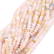 Natural Morganite Beads Strands, Faceted, Rondelle, 5x3~3.5mm, Hole: 0.8mm, about 106pcs/strand, 15.43''(39.2cm)(G-E569-H08)