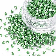 8/0 Glass Seed Beads, Opaque Colours Seep, Sea Green, 3mm, hole:1mm(SEED-S006-34)