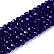 Glass Beads Strands, Faceted, Rondelle, Blue, 4mm, Hole: 0.9mm, about 113~115pcs/strand, 16.14~16.34 inch(41~41.5cm)(EGLA-A044-T4mm-D06)