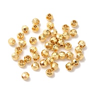 Brass Spacer Beads, Long-Lasting Plated, Faceted Round, Real 24K Gold Plated, 3.5mm, Hole: 1.5mm(KK-O133-013C-G)