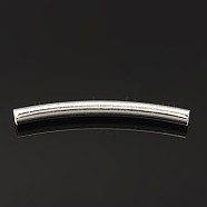 Brass Tube Beads, Curved, Silver Color Plated, Size: about 4mm in diameter, 41mm long, hole: 3.5mm(KK-J129-S)