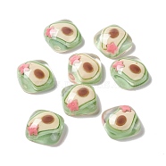 Transparent Resin Cabochons, Square, Bisque, Avocado Pattern, 19x19x8mm(RESI-G034-A01)