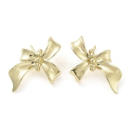 Brass Studs Earrings, Long-Lasting Plated, Lead Free & Cadmium Free, Bowknot, Real 18K Gold Plated, 21x23mm(EJEW-K276-06A-G)