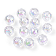 Transparent Acrylic Beads, AB Colors Plated, Round, Clear AB, 8mm, Hole: 2mm, about 2100pcs/500g(MACR-T046-01D-01)