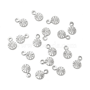 304 Stainless Steel Charms, Flat Round Charm, Stainless Steel Color, 7x4.5x1mm, Hole: 1.2mm(STAS-P319-30P-01)