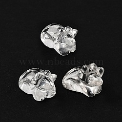 Chinese Zodiac Natural Quartz Crystal Carved Beads, Rock Crystal Animal Beads, Cattle, 13x22x13mm, Hole: 1mm(G-D300-01G)