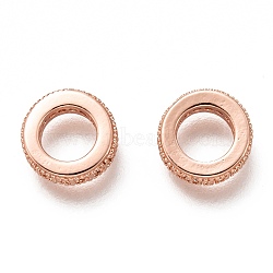 Brass Micro Pave Clear Cubic Zirconia Charms, Cadmium Free & Lead Free, Long-Lasting Plated, Rings, Rose Gold, 8x2mm(ZIRC-B002-41-01RG)