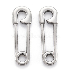 Non-Tarnish 304 Stainless Steel Safety Pin Pendant Charms, Stainless Steel Color, 31.5x9.5x2mm(X-STAS-M291-12P)