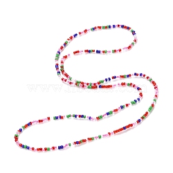 Waist Beads, Sparkling Glass Seed Beads Stretch Body Chain, Fashion Bikini Jewelry for Women, Deep Pink, 31-1/2~32-1/4 inch(80~82cm)(AJEW-P094-01G)