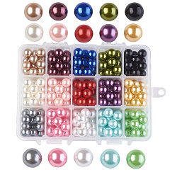 15 Colors ABS Plastic Imitation Pearl Beads, No Hole/Undrilled, Round, Mixed Color, 10mm, about 18pcs/color, 270pcs/box(SACR-JP0004-07-10mm)