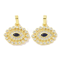 Real 18K Gold Plated Brass Micro Pave Cubic Zirconia Pendants, Evil Eye Charms, Clear, 16x18x2.5mm, Hole: 6x3.5mm(KK-L209-038G-02)