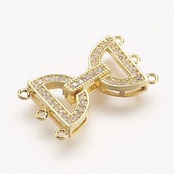 Brass Micro Pave Cubic Zirconia Fold Over Clasps, Golden, 26x15x5mm, Hole: 1mm(X-ZIRC-F047-05G)