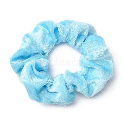 Velvet Cloth Hair Accessories, for Girls or Women, Velvet Elastic Hair Bands, Scrunchie/Scrunchy Hair Ties, Ponytail Holder, Light Cyan, 2~3mm, Inner Diameter: 35~43mm(OHAR-I016-02F)