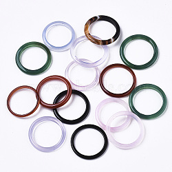 Natural White Chalcedony Linking Rings, Dyed, Ring, Mixed Color, 22~24x2~3mm, Inner Diameter: 17~18mm(G-N0326-036-01)