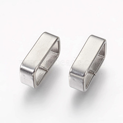 304 Stainless Steel Slide Charms, Rectangle, Stainless Steel Color, 4x12.5x7.5mm, Hole: 5.5x10.5mm(STAS-G187-31P)