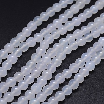 Grade A Natural Agate Round Beads Strands, Dyed, WhiteSmoke, 6mm, Hole: 1mm, about 63pcs/strand, 15.5 inch