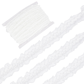 40M Elastic Lace Trim, Wavy Edged Lace Ribbons For Sewing Decoration, White, 3/4 inch(20mm), about 43.74 Yards(40m)/Card