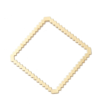 Rhombus Rack Plating Brass Linking Rings, Long-Lasting Plated, Real 14K Gold Plated, 39x39x0.5mm, Inner Diameter: 35x35mm