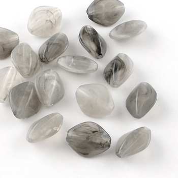 Rhombus Imitation Gemstone Acrylic Beads, Gray, 16.5x13x8mm, Hole: 2mm, about 700pcs/500g