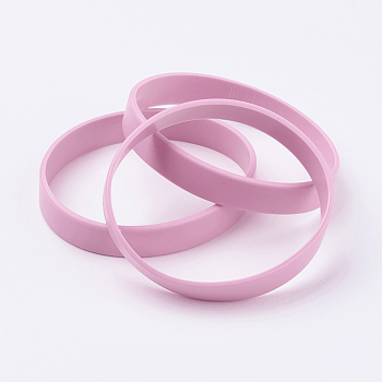Silicone Wristbands Bracelets, Cord Bracelets, Pink, 2-1/2 inch(63mm), 12x2mm