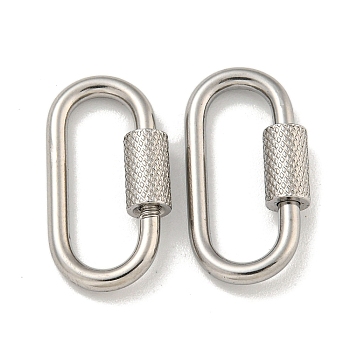 304 Stainless Steel Screw Carabiner Lock Charms, for Necklaces Making, Oval, 21x10x2mm
