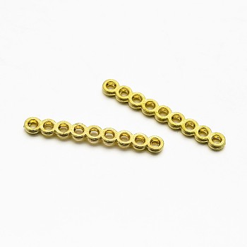 9-Hole Rectangle Zinc Alloy Spacer Bars, Golden, 30x4x1.5mm, Hole: 1.5mm