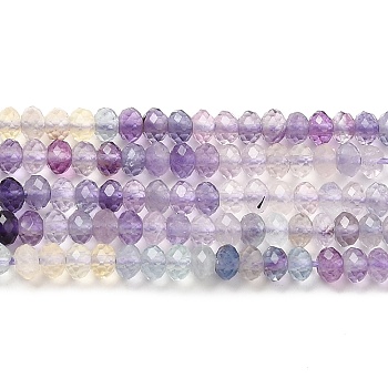 Natural Fluorite Beads Strands, Rondelle, Faceted, Grade AA, 3x2mm, Hole: 0.6mm, about 176pcs/strand, 15.35''(39cm)