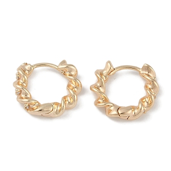 Brass Hoop Earrings, Croissant, Real 18K Gold Plated, 13.5x4.5mm