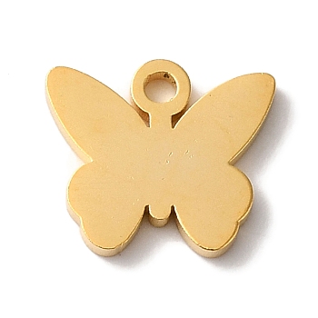 PVD Vacuum Plating 304 Stainless Steel Charms, Laser Cut, Butterfly Charms, Golden, 8x9x1mm, Hole: 1.2mm