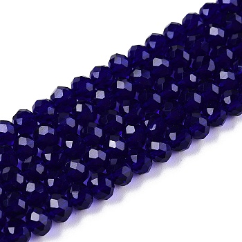 Glass Beads Strands, Faceted, Rondelle, Blue, 4mm, Hole: 0.9mm, about 113~115pcs/strand, 16.14~16.34 inch(41~41.5cm)