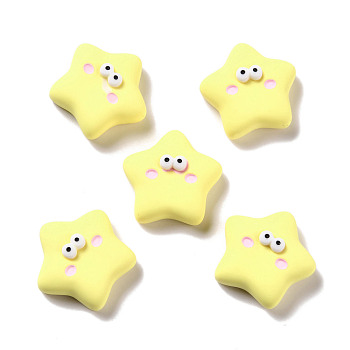 Opaque Resin Cabochons, Star, Champagne Yellow, 20.5x21.5x9mm