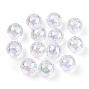 Transparent Acrylic Beads, AB Colors Plated, Round, Clear AB, 8mm, Hole: 2mm, about 2100pcs/500g