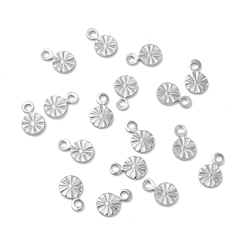 304 Stainless Steel Charms, Flat Round Charm, Stainless Steel Color, 7x4.5x1mm, Hole: 1.2mm