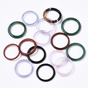 Natural White Chalcedony Linking Rings, Dyed, Ring, Mixed Color, 22~24x2~3mm, Inner Diameter: 17~18mm