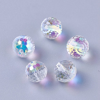 Imitation Austrian Crystal Beads, K9 Glass, Round, Faceted, Clear AB, 8x7mm, Hole: 1.5mm