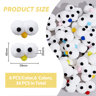 36Pcs 6 Colors DIY Craft Cartoon Movable Eye High-elastic Pom Pom Ball(DIY-FH0005-60)-2