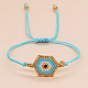 Hexagon with Evil Eye Glass Seed Braided Bead Bracelet for Women(PW23030466306)-1