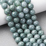 Natural Blue Jade Beads Strands, Round, 8mm, Hole: 0.8~0.9mm, about 50pcs/strand, 15.39~15.51''(39.1~39.4cm)(G-H341-8mm-01)
