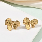 Valentine's Day 304 Stainless Steel Stud Earrings for Women, Flower, Golden, 19x22.5mm(EJEW-K332-02G)