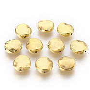 Tibetan Style Alloy Beads, Cadmium Free & Lead Free, Wavy Flat Round, Antique Golden, 12x12x4mm, Hole: 1mm(GLF10454Y)