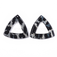 Cellulose Acetate(Resin) Pendants, Triangle, Steel Blue, 40x41x3.5mm, Hole: 1.5mm(KY-S157-22E)
